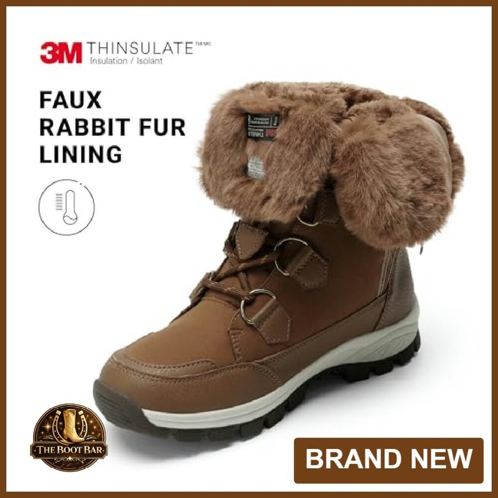 Women's Waterproof Winter Snow Boots Faux Fur Insulated Non-Slip Mid Calf - Picture 6 of 8